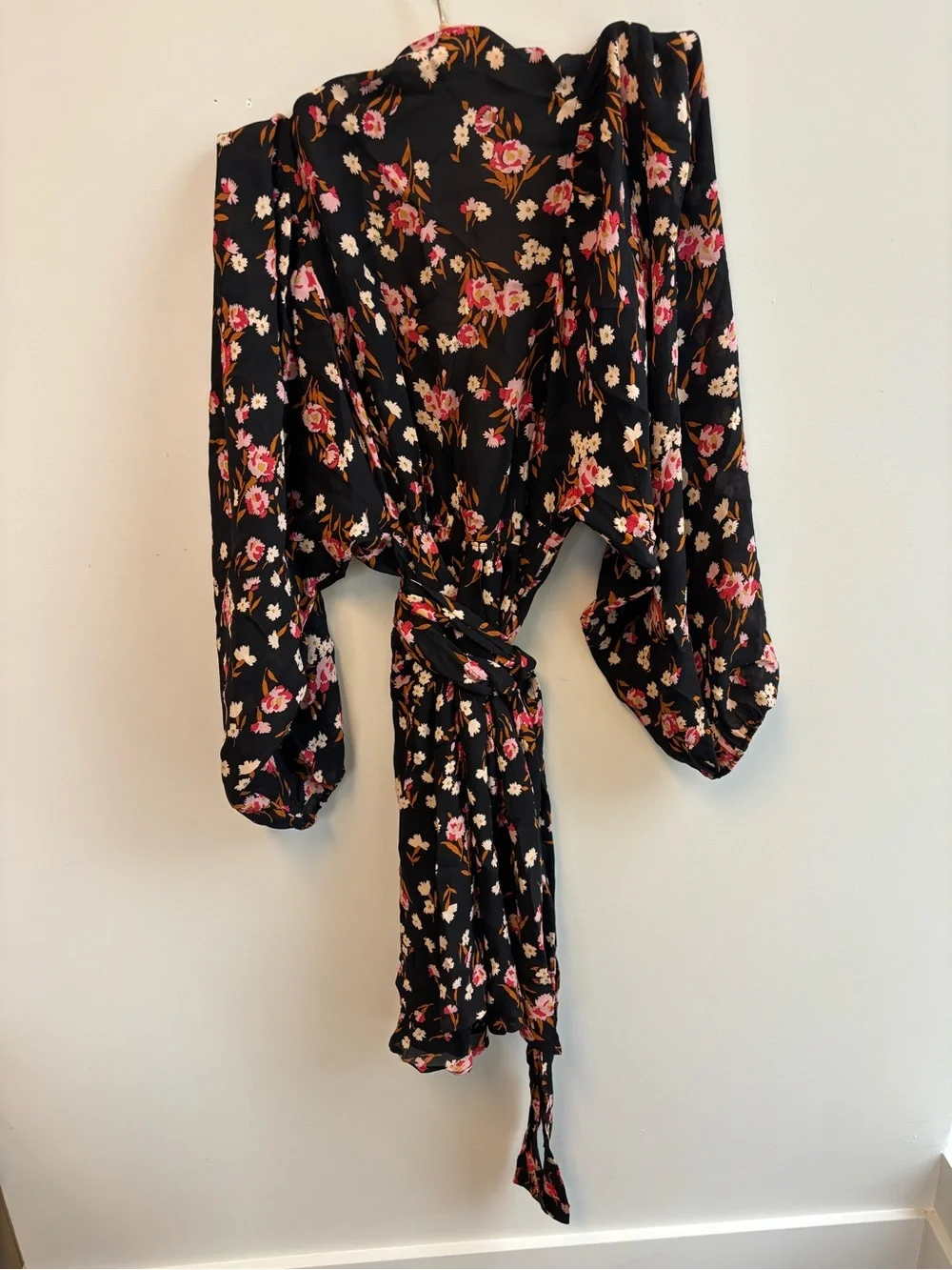 Floral Wrap Mini Dress with Belt - Picture 2 of 4